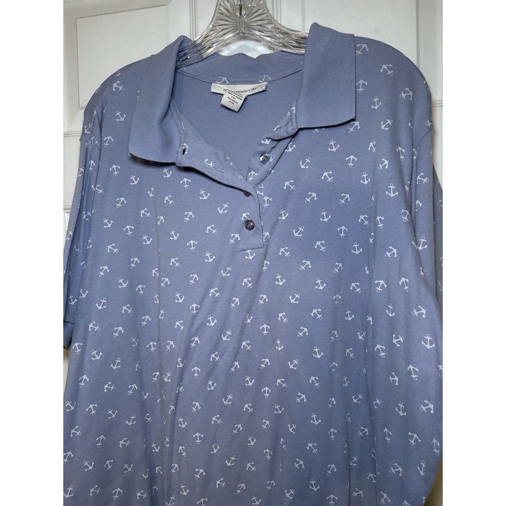 Roman's Women's Polo Anchor Violet Anchor Print Size 2XL - Picture 2 of 4